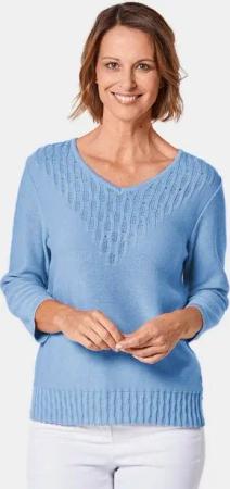 GOLDNER Strickpullover Kurzgröße: Pullover mit schönem Ajourmuster