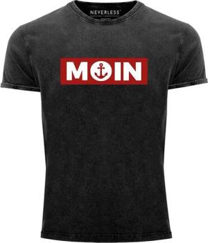 Neverless Print-Shirt Herren Vintage Shirt Moin norddeutsch Morgen Anker Printshirt T-Shirt mit Print