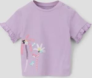 s.Oliver Kurzarmshirt T-Shirt mit Rüschen-Ärmeln Rüschen, Pailletten, Glitzer