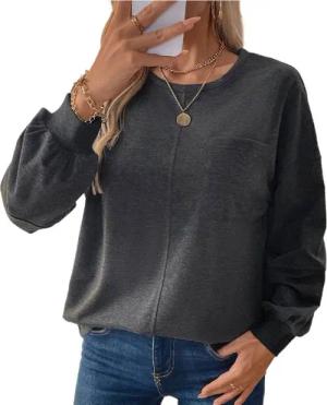 MC Star T-Shirt Damen Langarmshirts Rundhalsausschnitt Lässige T-Shirts Herbstmode (Herbstmode, Oberteile, lockere Passform, leichte Y2k-Outfits, Kleidung)