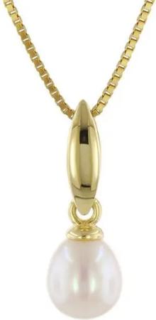 trendor Kette mit Anhänger Perlen-Anhänger Gold 333 / 8K mit vergoldeter Silber-