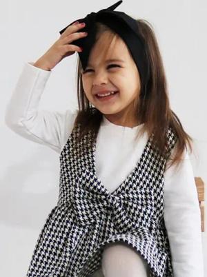 Parla Kids Kleid & Haarband Kleid mit Hahnentritt Muster und Schleife dazu passendes Haarband (2-tlg., Kleid und Haarband)