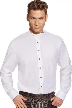 Moschen-Bayern Trachtenhemd Trachtenhemd SLIM FIT Herren Stehkragen Wiesn-Hemd Herrenhemd Weiß