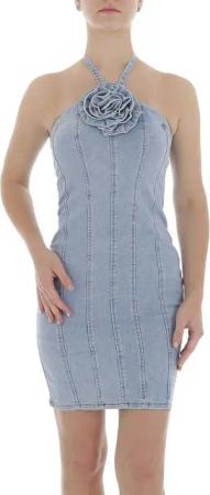 Ital-Design Jeanskleid Damen (87217109) Used-Look Stretch Jeanskleid in Hellblau