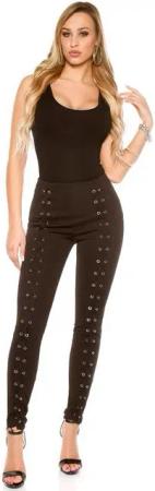 Koucla Treggings Damenhose Leggings Hose mit Schnürung