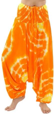 PANASIAM Pumphose Tie-Dye Aladinhose aus 100% Viskose weite Goa Hose für Yoga & Freizeit Haremshose Batik Afghani Hose Pluderhose bequeme Sommerhose Genie Hose