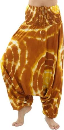 PANASIAM Pumphose Tie-Dye Aladinhose aus 100% Viskose weite Goa Hose für Yoga & Freizeit Haremshose Batik Afghani Hose Pluderhose bequeme Sommerhose Genie Hose