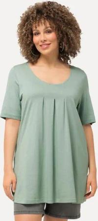 Ulla Popken T-Shirt T-Shirt Zierfalten A-Linie Rundhals Halbarm Modal
