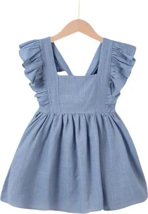 AUKUU Jerseykleid Das Kleid des kleinen Mädchens hat Stickereien, eine Schleife und eine Rüschenkante als Hemdkleid.