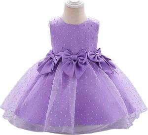 AUKUU Jerseykleid Einfarbiges Schleifenkleid für kleine Mädchen, Geburtstagskleid