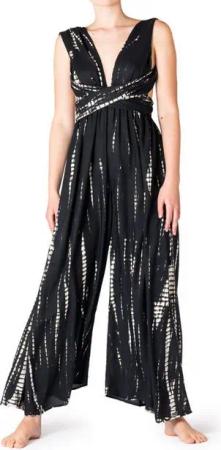 PANASIAM Tunikakleid modernes Hosenkleid Strandkleid aus natürlicher Viskose mit Bindeband Wickelkleid im Tie-Dye Design Jumpsuit Overall Infinity Trägerkleid