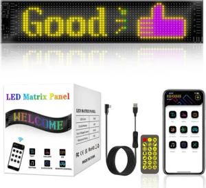 PRIISF Beleuchtetes Fensterbild LED Display Digital Schild Werbung Reklame Bildschirm RGB Laufschrift, flexibler Anzeige Leuchte Programmierbar Panel APP Kontrolle