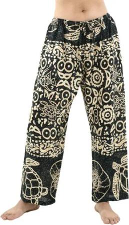 PANASIAM Relaxhose exotische Relaxhose aus 100% Viskose Unisex Wellnesshose Sommerhose Freizeithose leichte Stoffhose Haremshose Schlupfhose mit Gummibund