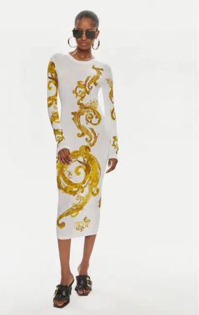 Versace Jeans Couture Kleid für den Alltag 76HAO9P8 Weiß Slim Fit
