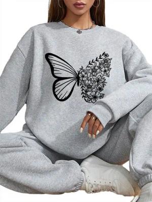 PYL Freizeitanzug Damen 2 Set Outfits Casual Sweatsuit mit Pockets und Fleece