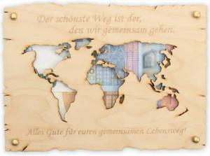Kreative Feder Glückwunschkarte „Alles Gute zur Hochzeit“ - Glückwunsch-Karte aus Holz, Geschenk-Karte für Geldgeschenke, Größe ca.: 14,6 x 19,7cm
