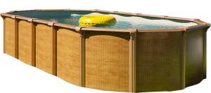 KWAD Ovalpool "Green line Evolution", (Komplett-Set, 10 tlg.), 6,1x3,7x1,32 wood Folie in blau, sand oder grau erhältlich
