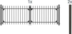 Alberts Zaundoppeltür "Chaussee", Breite: 300 cm, Höhe: 100 und 120 cm