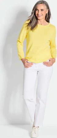 Kaschmirpullover mit U-Boot Ausschnitt - gelb - Gr. 19 von Goldner Fashion