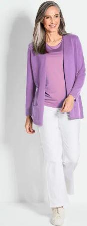 Kuschelweiche Kaschmir-Strickjacke - flieder - Gr. 42 von Goldner Fashion