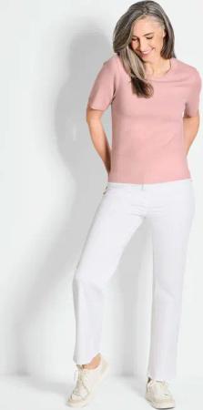 Halbarmpullover mit Rundhals aus Kaschmir - rosé - Gr. 25 von Goldner Fashion