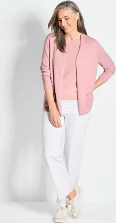 Kaschmir-Longstrickjacke - rosé - Gr. 50 von Goldner Fashion