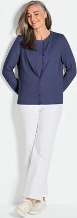 Kaschmirstrickjacke mit Rundhalsausschnitt - marine - Gr. 50 von Goldner Fashion