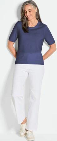 Halbarmpullover mit Rundhals aus Kaschmir - marine - Gr. 54 von Goldner Fashion