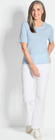 Halbarmpullover mit Rundhals aus Kaschmir - hellblau - Gr. 42 von Goldner Fashion