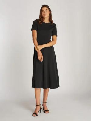 Tommy Hilfiger A-Linien-Kleid "GOLD BTN DRESS", mit goldfarbenen Knöpfen, in Midi-Länge