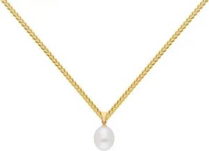HOPLO Kettenanhänger Anhänger mit Süßwasserperle mit Kette 1,1 mm 585 Gold 36 cm, Made in Germany