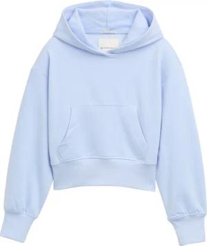 TOM TAILOR Mädchen Cropped Hoodie Sweatshirt, blau, Uni, Gr. 176