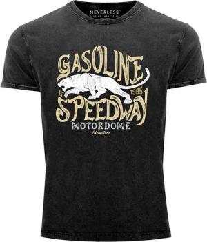 Neverless Print-Shirt Neverless® Herren T-Shirt Vintage Shirt Printshirt Gasoline Speedway mit Print