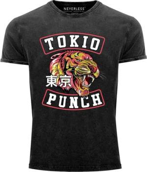 Neverless Print-Shirt Neverless® Herren T-Shirt Vintage Shirt Printshirt Tokio Punch mit Print