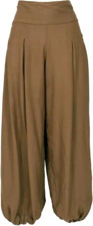 Guru-Shop Relaxhose Boho Pluderhose, Muckhose, Haremshose - khaki Ethno Style, alternative Bekleidung