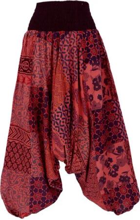 Guru-Shop Relaxhose Sommerliche Aladinhose Patchwork Pluderhose,.. Ethno Style, alternative Bekleidung