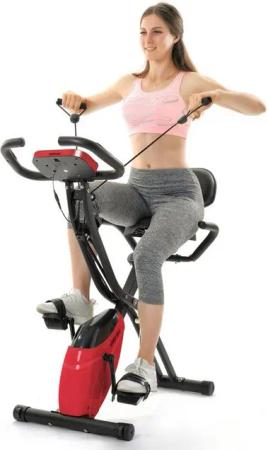 Merax Heimtrainer 3-in-1 X-bike Fitnessgeräte mit 10 Widerstandsstufen, mit Expanderbändern & Handpulssensoren