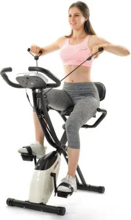 Merax Heimtrainer 3-in-1 X-bike Fitnessgeräte mit 10 Widerstandsstufen, mit Expanderbändern & Handpulssensoren