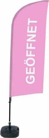 Showdown Displays Standregal Beachflag - Komplett-Set - Geöffnet Deutsch - Pink/Schwarz, 1-tlg.