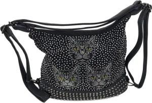 Einkaufszauber Schultertasche Bucket Handtasche Katzen, Katzen aus Strass