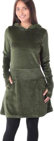 PUREWONDER Samtkleid Kleid aus Samt mit Kapuze Winterkleid