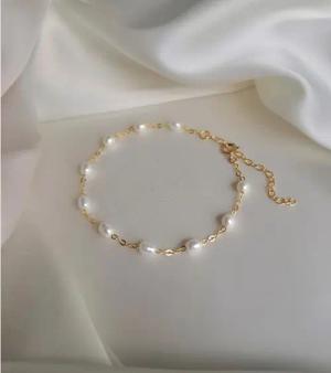 GOLDEN Perlenarmband 14K Gold gefüllt mit Süßwasserperlen Armband, zierliches Goldarmband