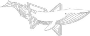 Jumpeak Wanddekoobjekt Linie WalfischMetall Wanddekoration, Meereselemente, Tiere, Metall, Hergestellt aus Metall,Schwarz,weiß,100x40cm