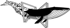 Jumpeak Wanddekoobjekt Linie WalfischMetall Wanddekoration, Meereselemente, Tiere, Metall, Hergestellt aus Metall,Schwarz,weiß,100x40cm