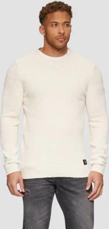 s.Oliver Strickpullover Strukturierter Baumwollpullover mit V-Ausschnitt Rippblende