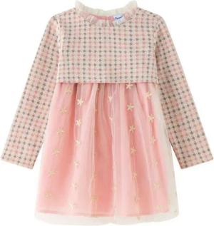 suebidou Midikleid Partykleid mit besticktem Tüll am Rock Kleid halblang langarm rosa