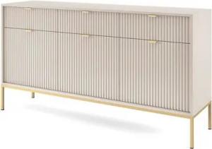 Compleo Kommode NANCY, Breite 154 cm, Dreitürige Sideboard, goldene Griffe, mit 3 Schubladen
