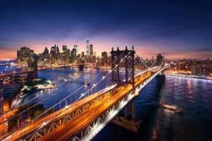 Papermoon Fototapete "New York Brücke bei Nacht"