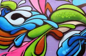 Papermoon Fototapete "GRAFFITI-DEKOR KUNST ABSTRAKT FANTASIE BUNTE STEIN WAND"