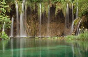 Papermoon Fototapete "WASSERFALL-FLUSS SEE WALD STEINE BLUMEN BERGE BACH XXL"